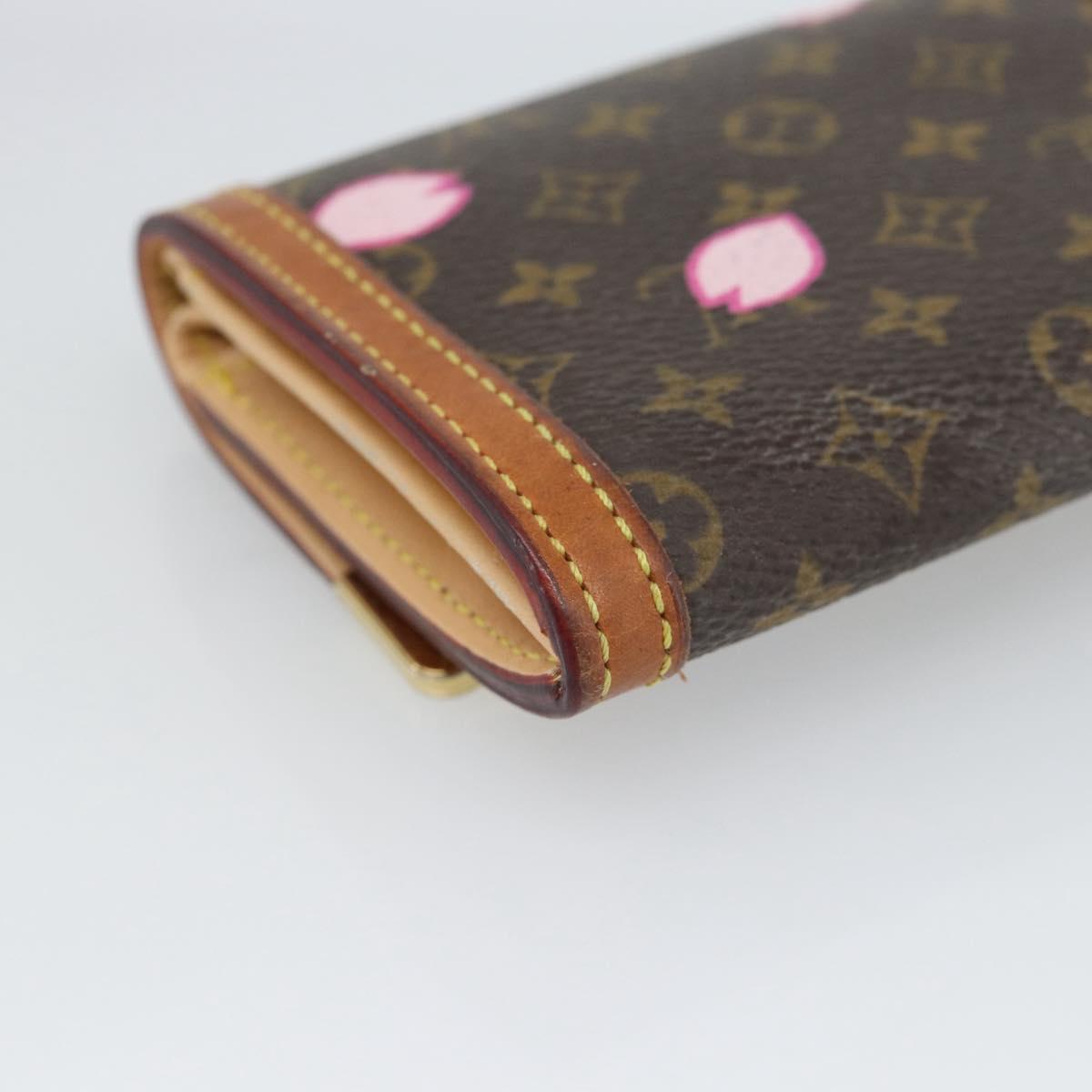 LOUIS VUITTON Cherry Blossom Porte Monnaie Plat Purse M92024 Auth 186409