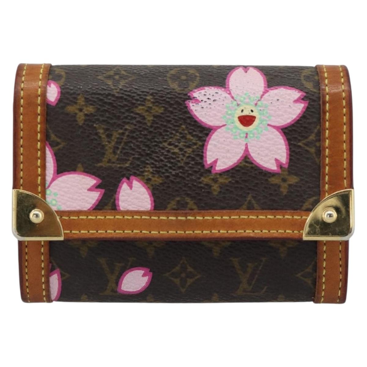 LOUIS VUITTON Cherry Blossom Porte Monnaie Plat Purse M92024 Auth 186409