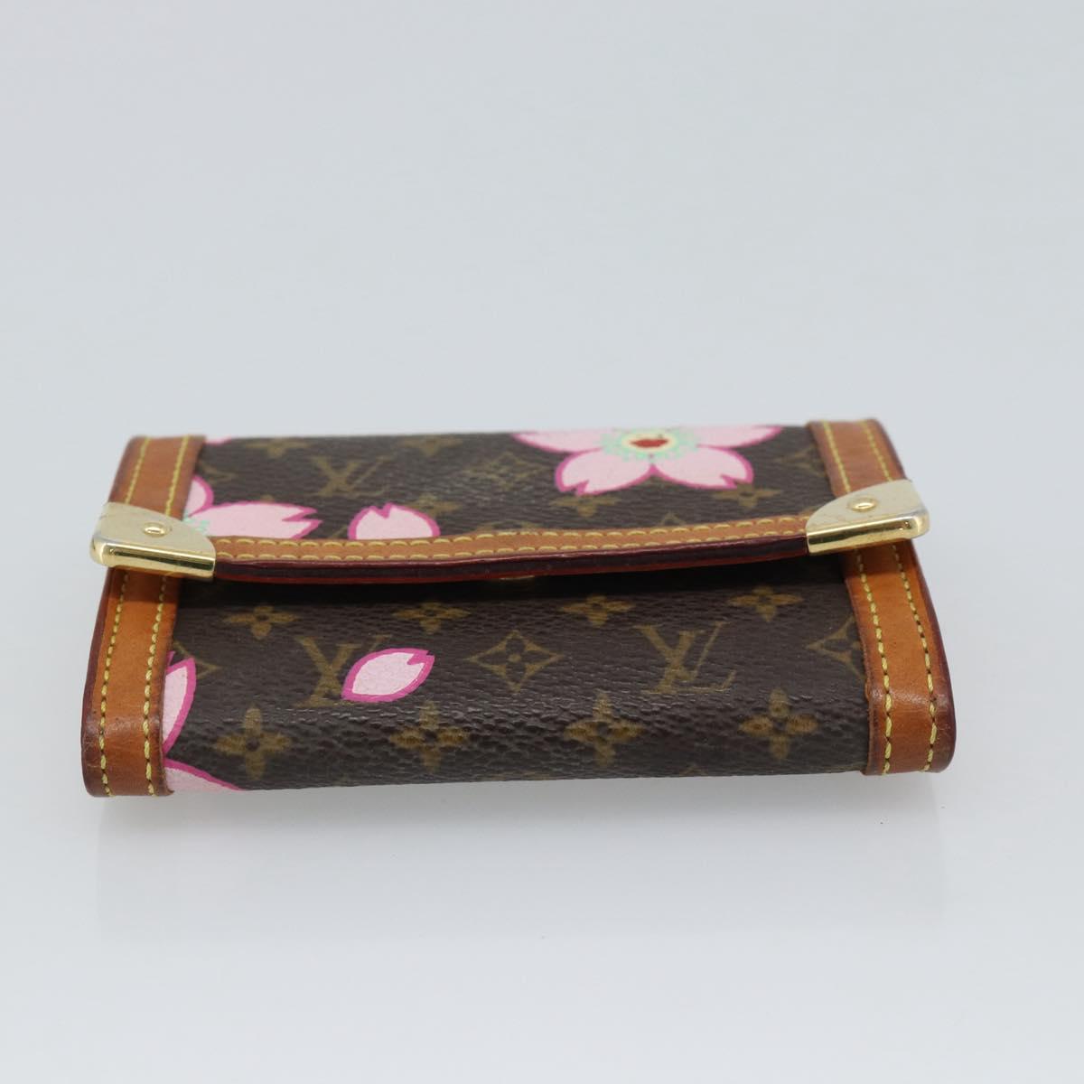 LOUIS VUITTON Cherry Blossom Porte Monnaie Plat Purse M92024 Auth 186409