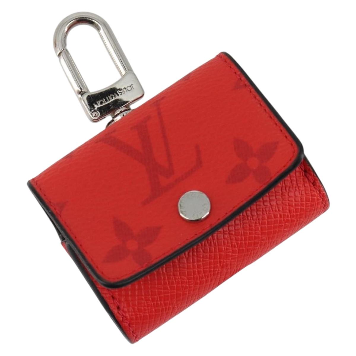 LOUIS VUITTON Tiger Lama Monogram Earphone case Red M77284 Auth 186410M