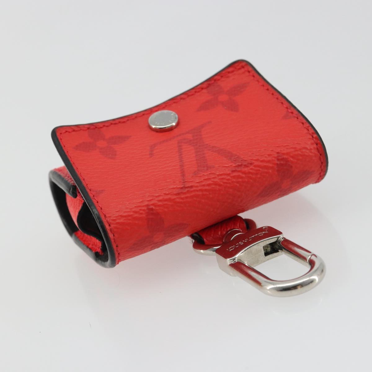 LOUIS VUITTON Tiger Lama Monogram Earphone case Red M77284 Auth 186410M