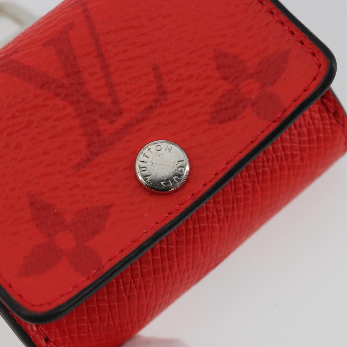 LOUIS VUITTON Tiger Lama Monogram Earphone case Red M77284 Auth 186410M