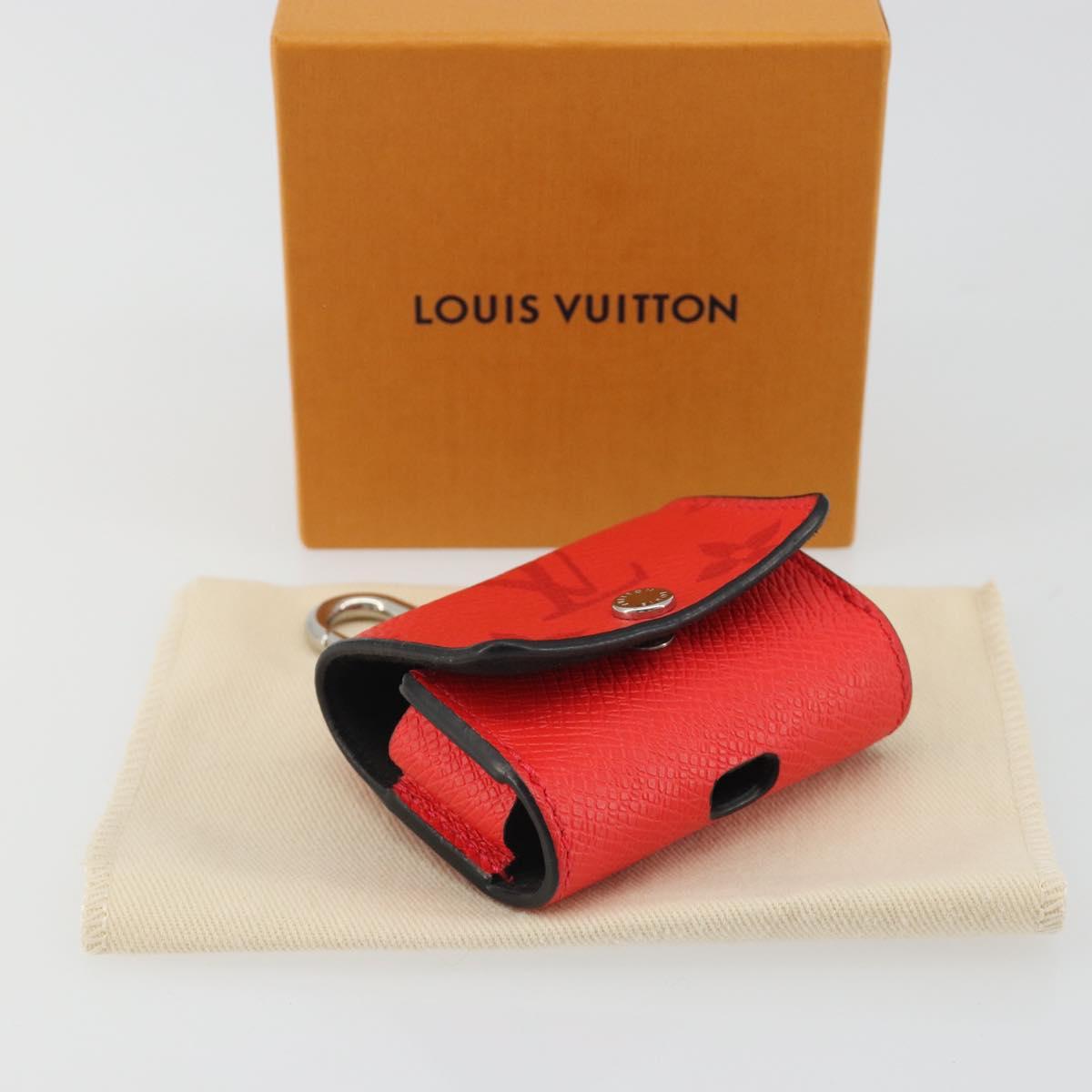 LOUIS VUITTON Tiger Lama Monogram Earphone case Red M77284 Auth 186410M