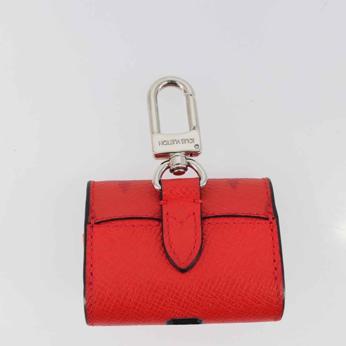 LOUIS VUITTON Tiger Lama Monogram Earphone case Red M77284 Auth 186410M