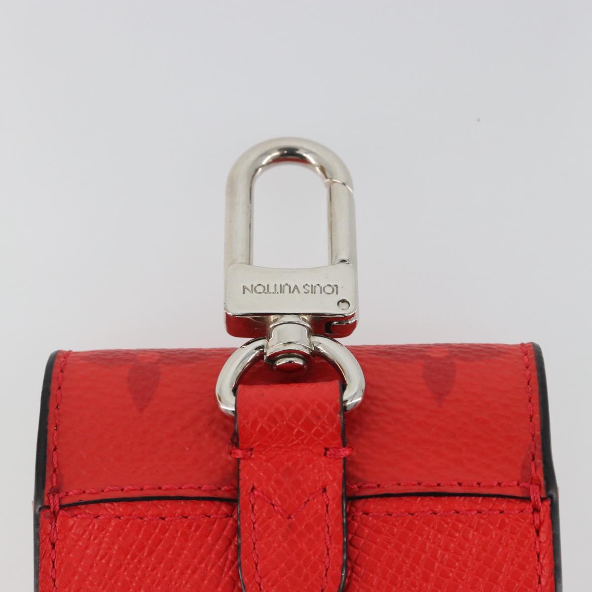 LOUIS VUITTON Tiger Lama Monogram Earphone case Red M77284 Auth 186410M