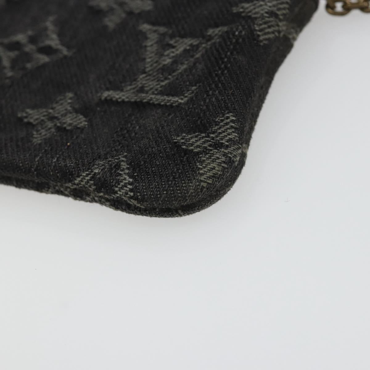 LOUIS VUITTON Monogram Denim Pochette Cles Coin Purse Black M95616 Auth 186411V