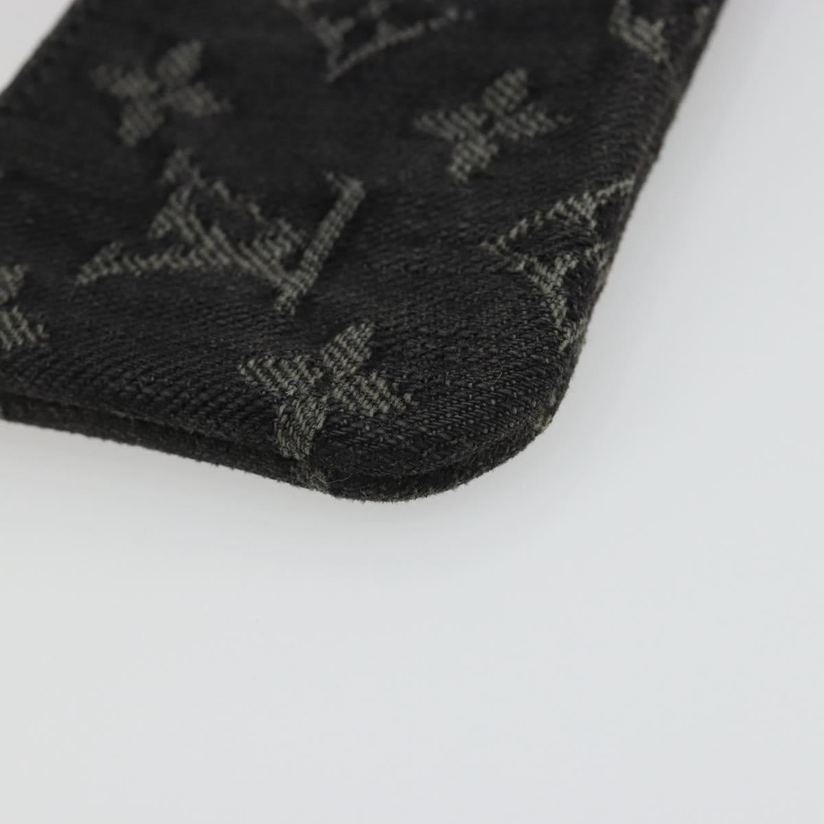 LOUIS VUITTON Monogram Denim Pochette Cles Coin Purse Black M95616 Auth 186411V