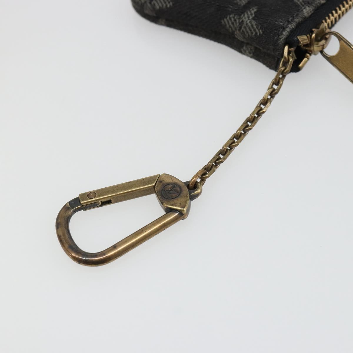 LOUIS VUITTON Monogram Denim Pochette Cles Coin Purse Black M95616 Auth 186411V
