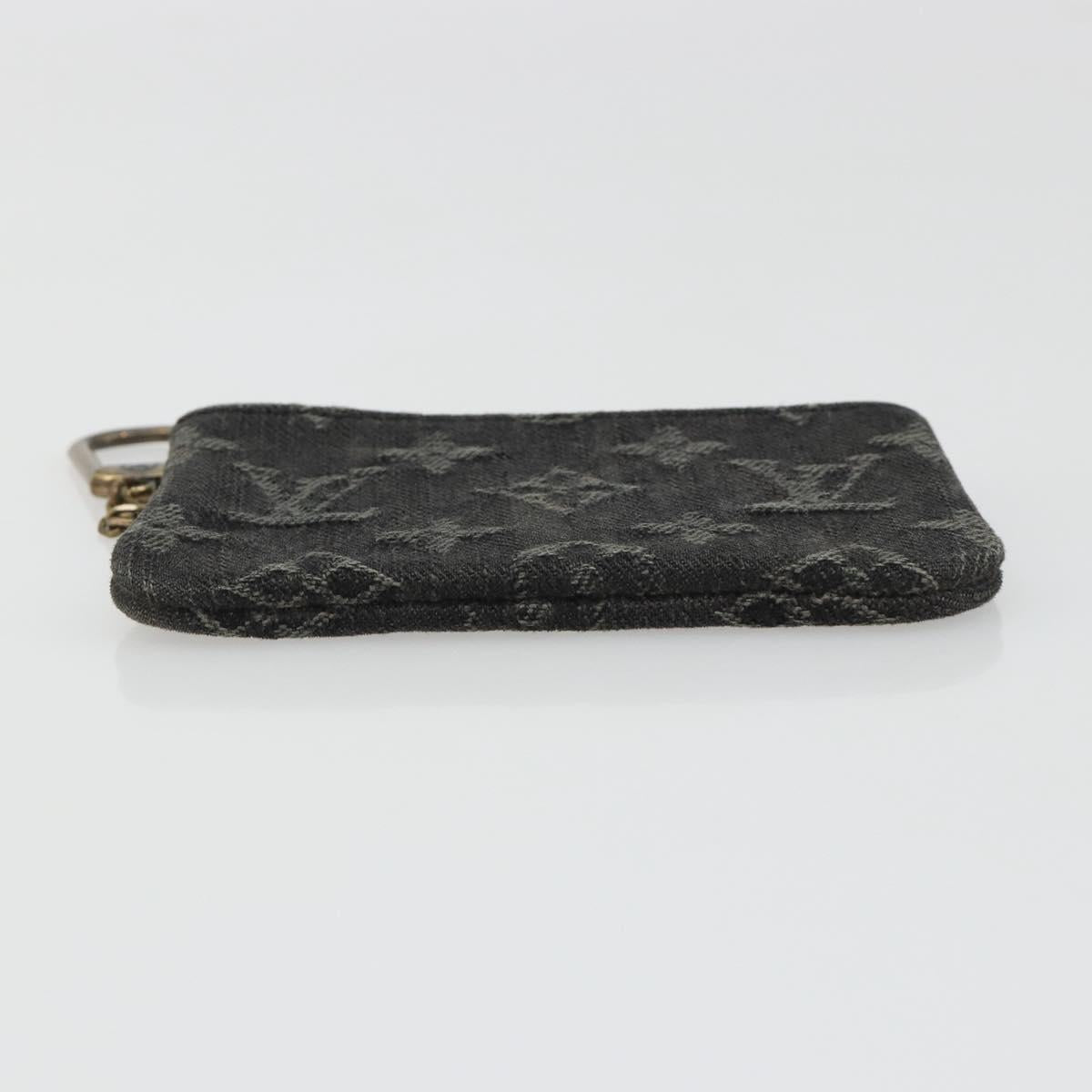 LOUIS VUITTON Monogram Denim Pochette Cles Coin Purse Black M95616 Auth 186411V