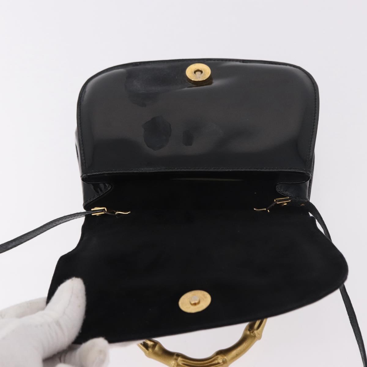 GUCCI Hand Bag Patent leather 2way Black Auth 186418