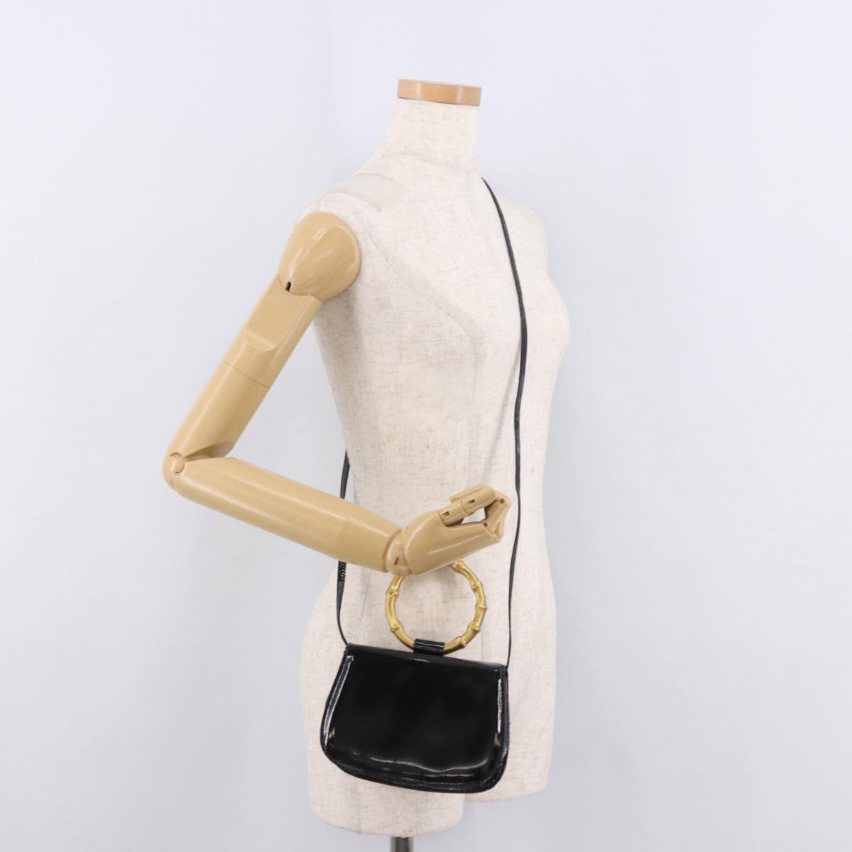 GUCCI Hand Bag Patent leather 2way Black Auth 186418