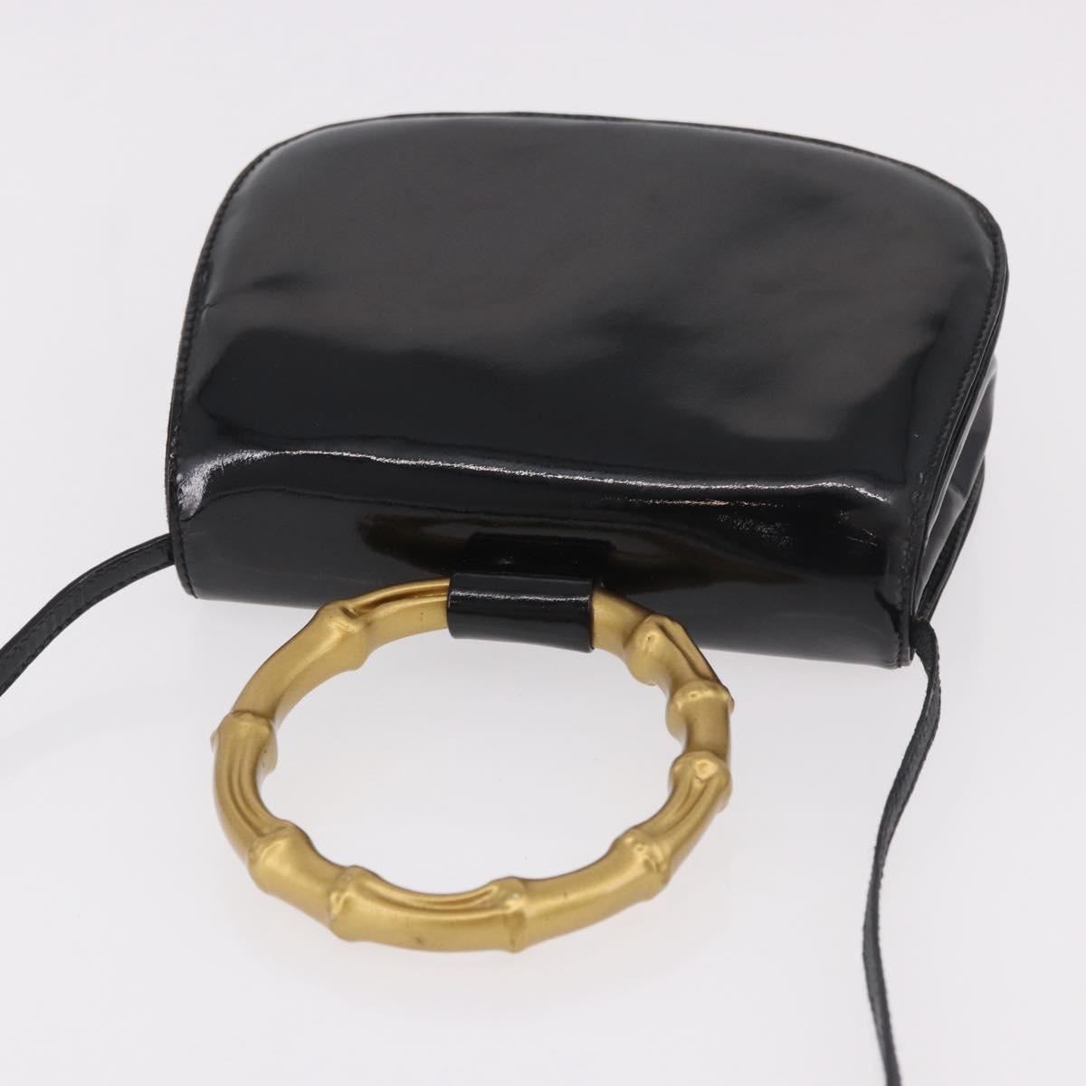GUCCI Hand Bag Patent leather 2way Black Auth 186418