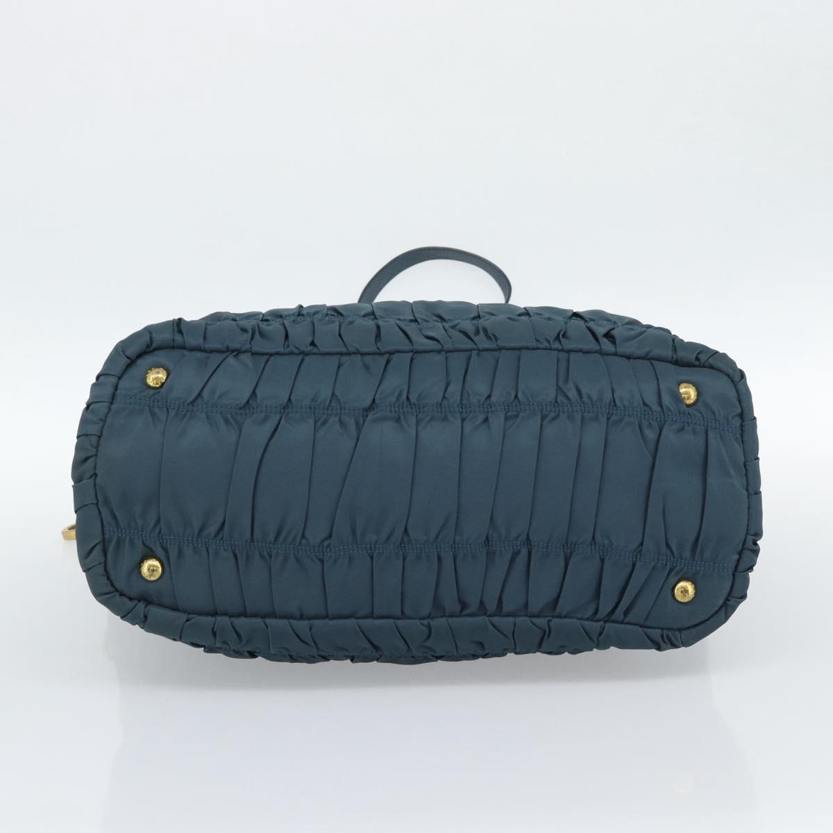PRADA Gathered Hand Bag Nylon 2way Green Gold Auth 186425V