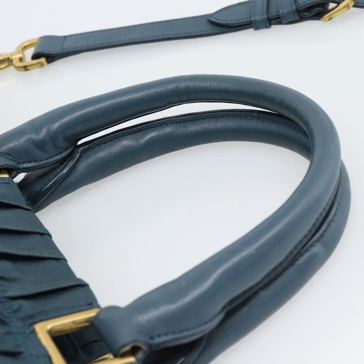 PRADA Gathered Hand Bag Nylon 2way Green Gold Auth 186425V