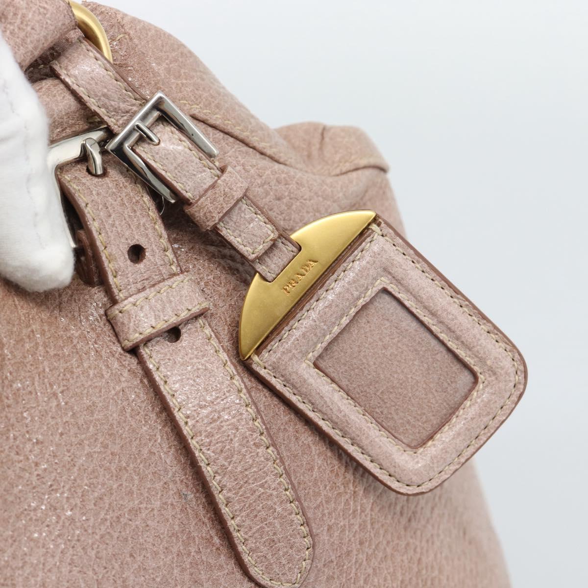 PRADA Hand Bag Vittero Dino Leather Pink Gold Silver Auth 186426V