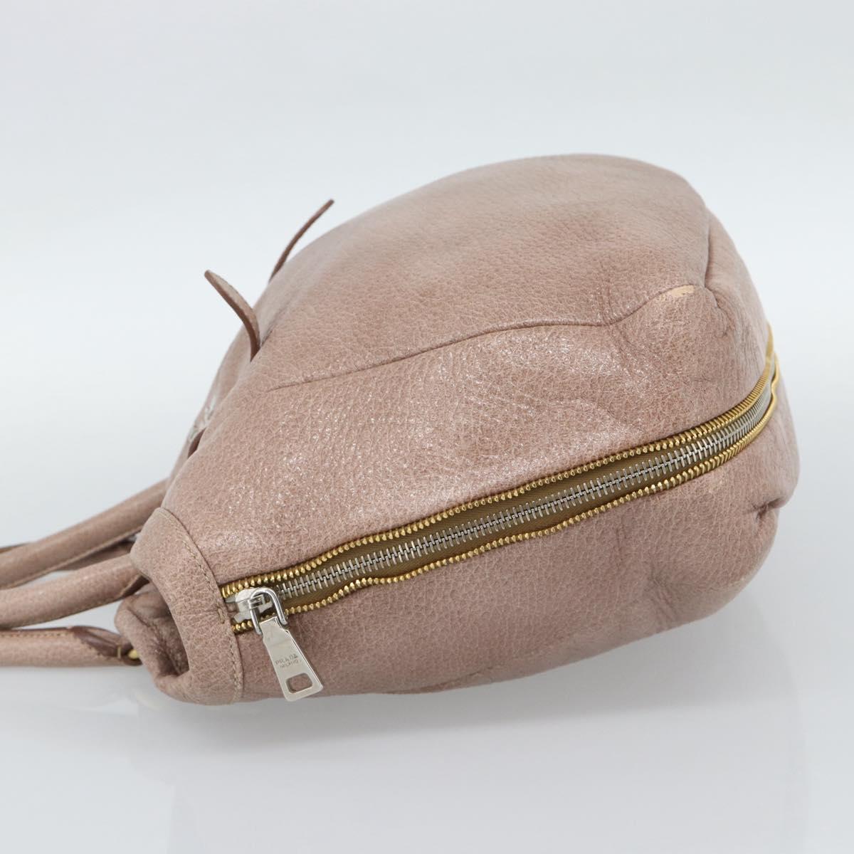 PRADA Hand Bag Vittero Dino Leather Pink Gold Silver Auth 186426V