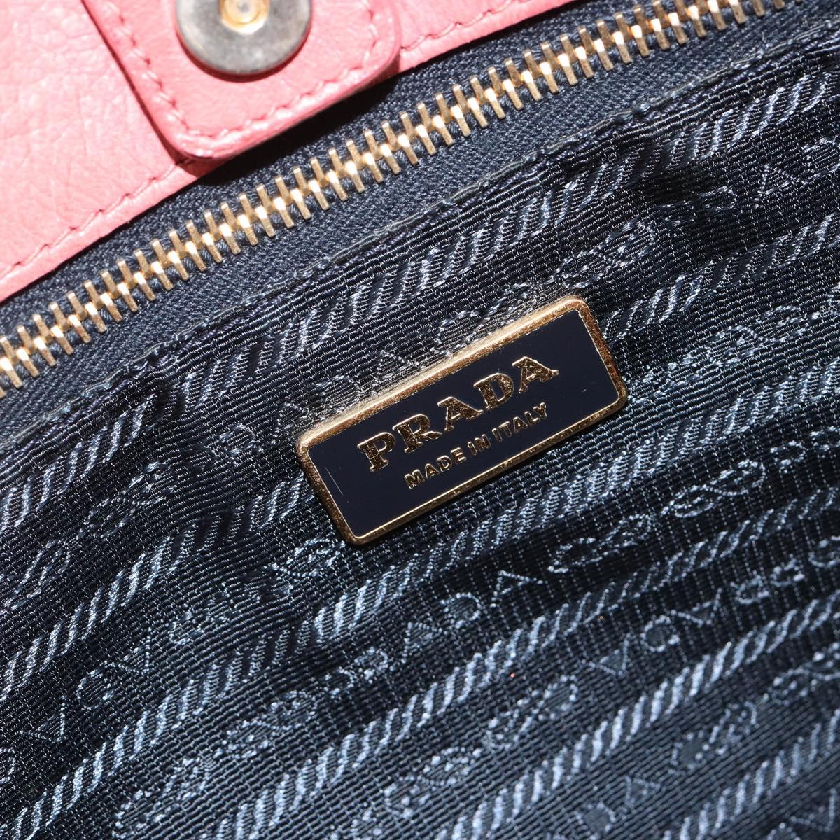 PRADA Ribbon Hand Bag Nylon Pink Gold Auth 186427