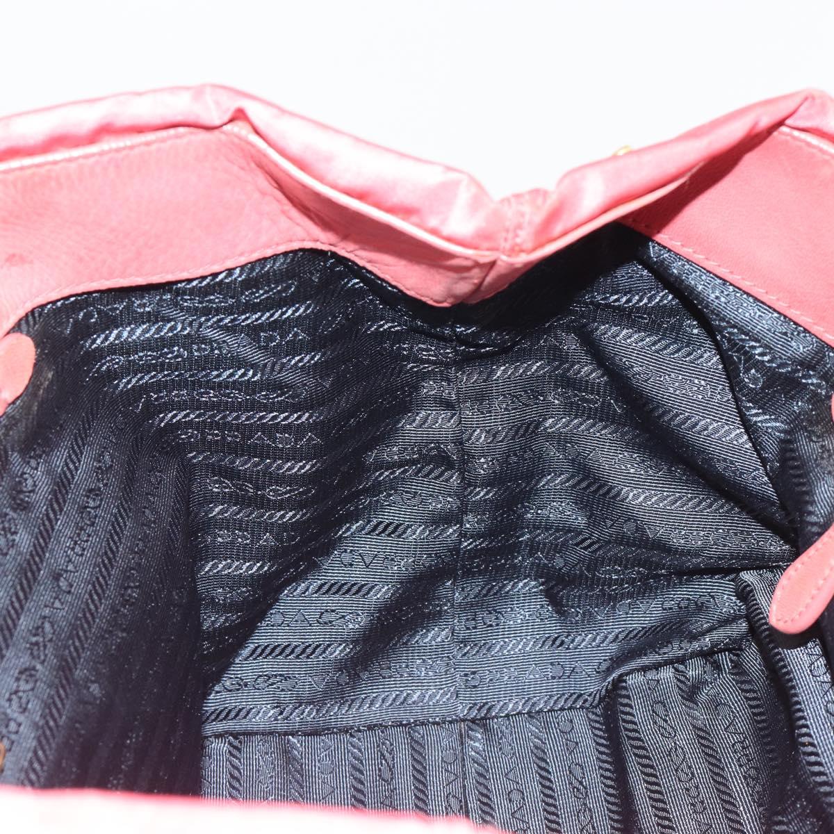 PRADA Ribbon Hand Bag Nylon Pink Gold Auth 186427