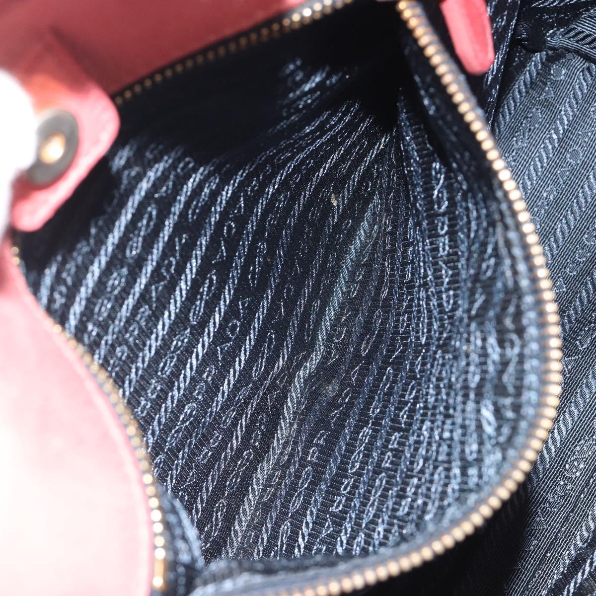 PRADA Ribbon Hand Bag Nylon Pink Gold Auth 186427