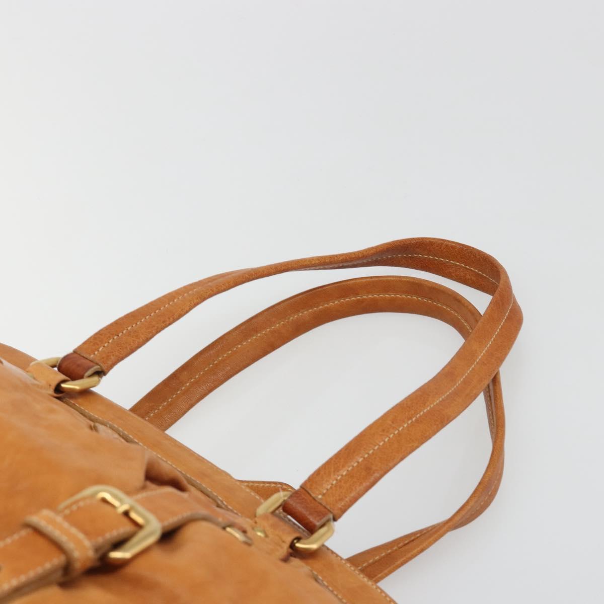 PRADA Shoulder Bag Leather 2way Brown Gold Auth 186428V