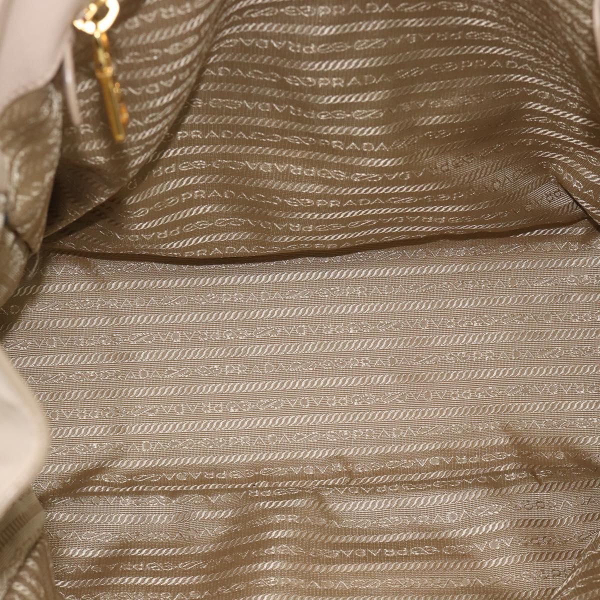 PRADA Hand Bag Leather 2way Beige Gold Auth 186432A