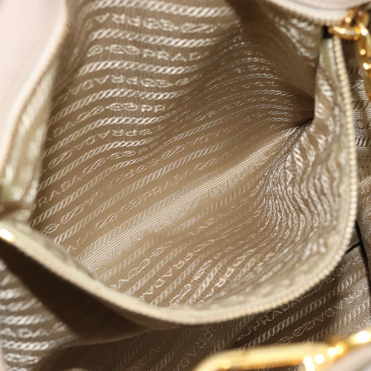 PRADA Hand Bag Leather 2way Beige Gold Auth 186432A