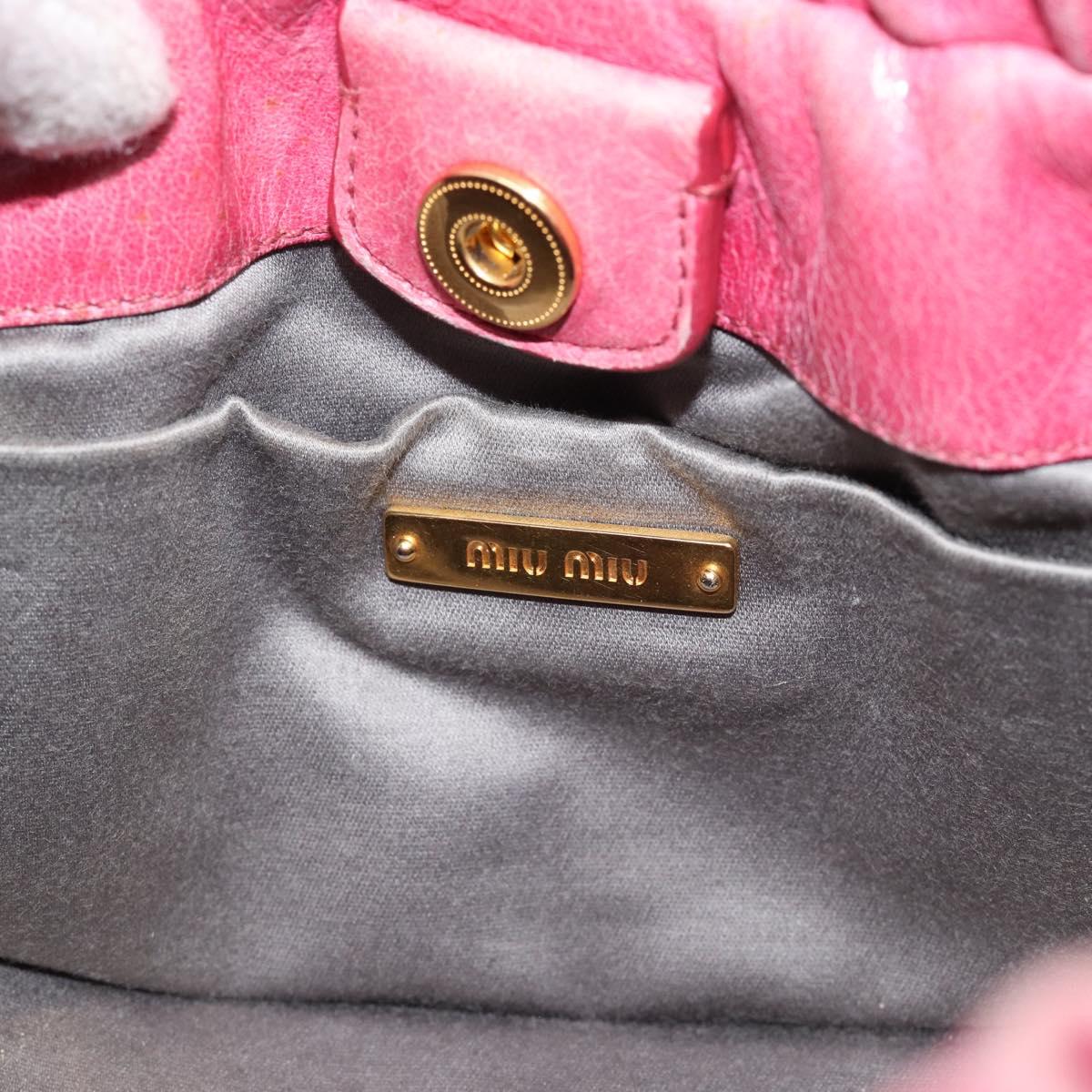 Miu Miu Hand Bag Leather 2way Pink Gold Auth 186436SAM