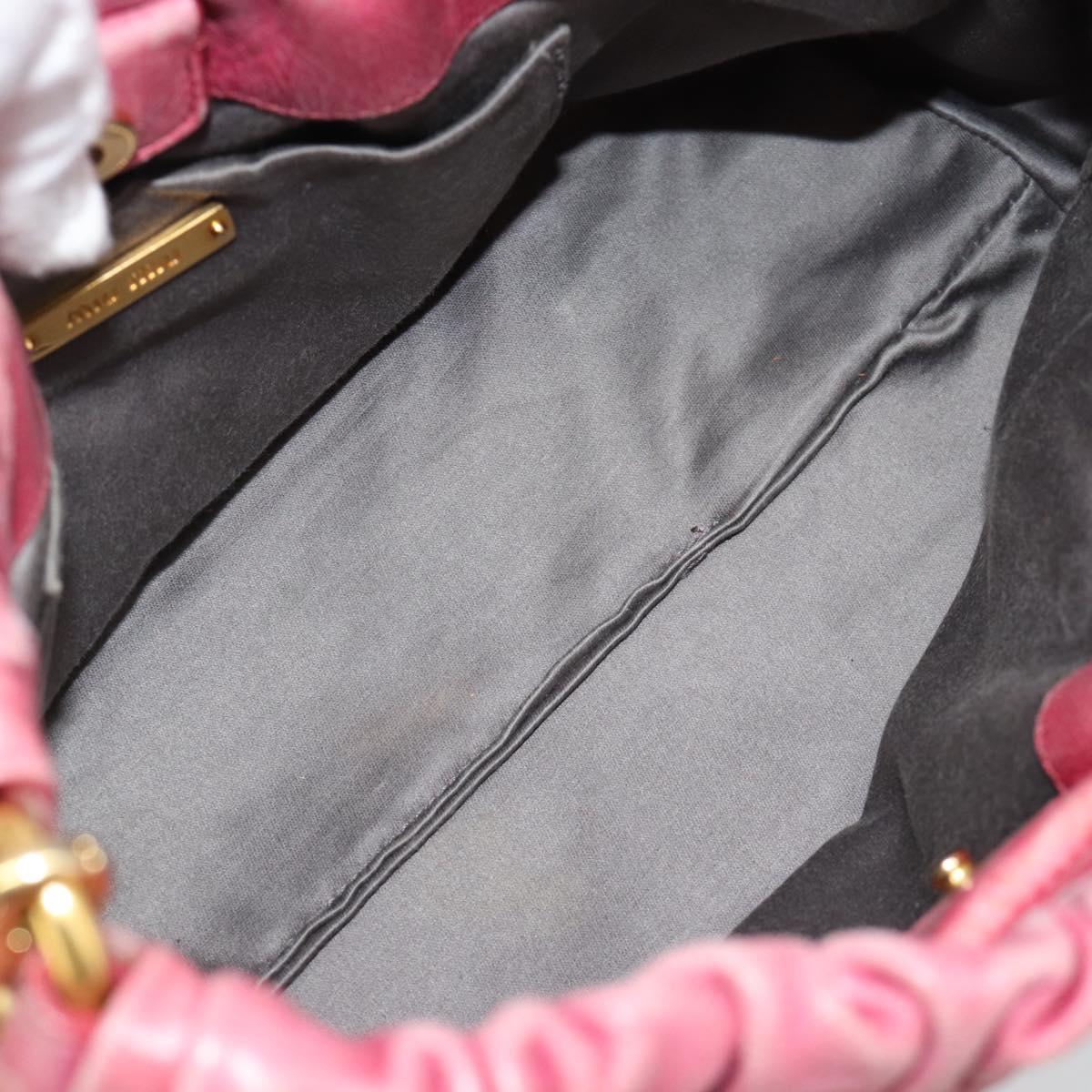 Miu Miu Hand Bag Leather 2way Pink Gold Auth 186436SAM