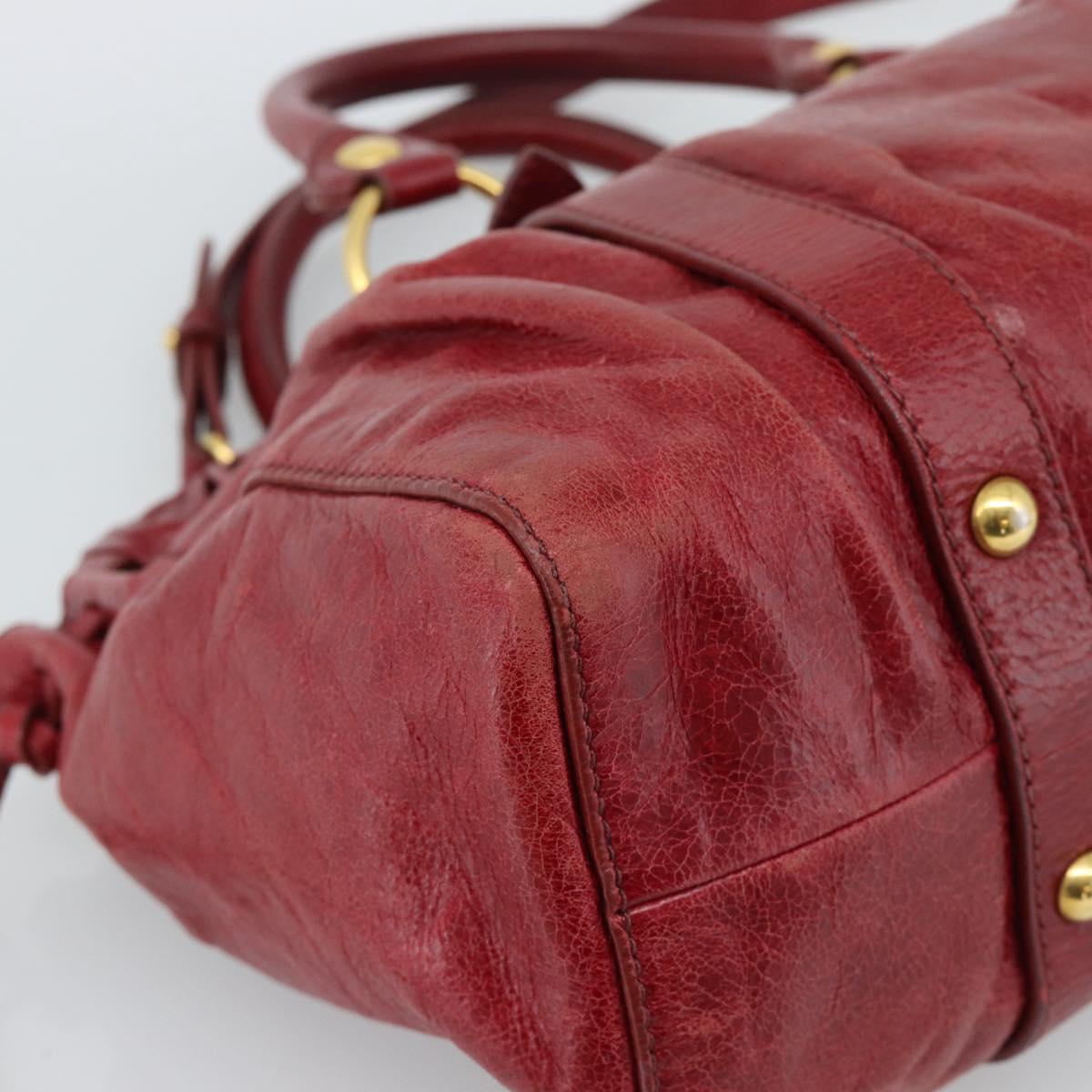 Miu Miu Hand Bag Leather 2way Red Gold Auth 186437SAM