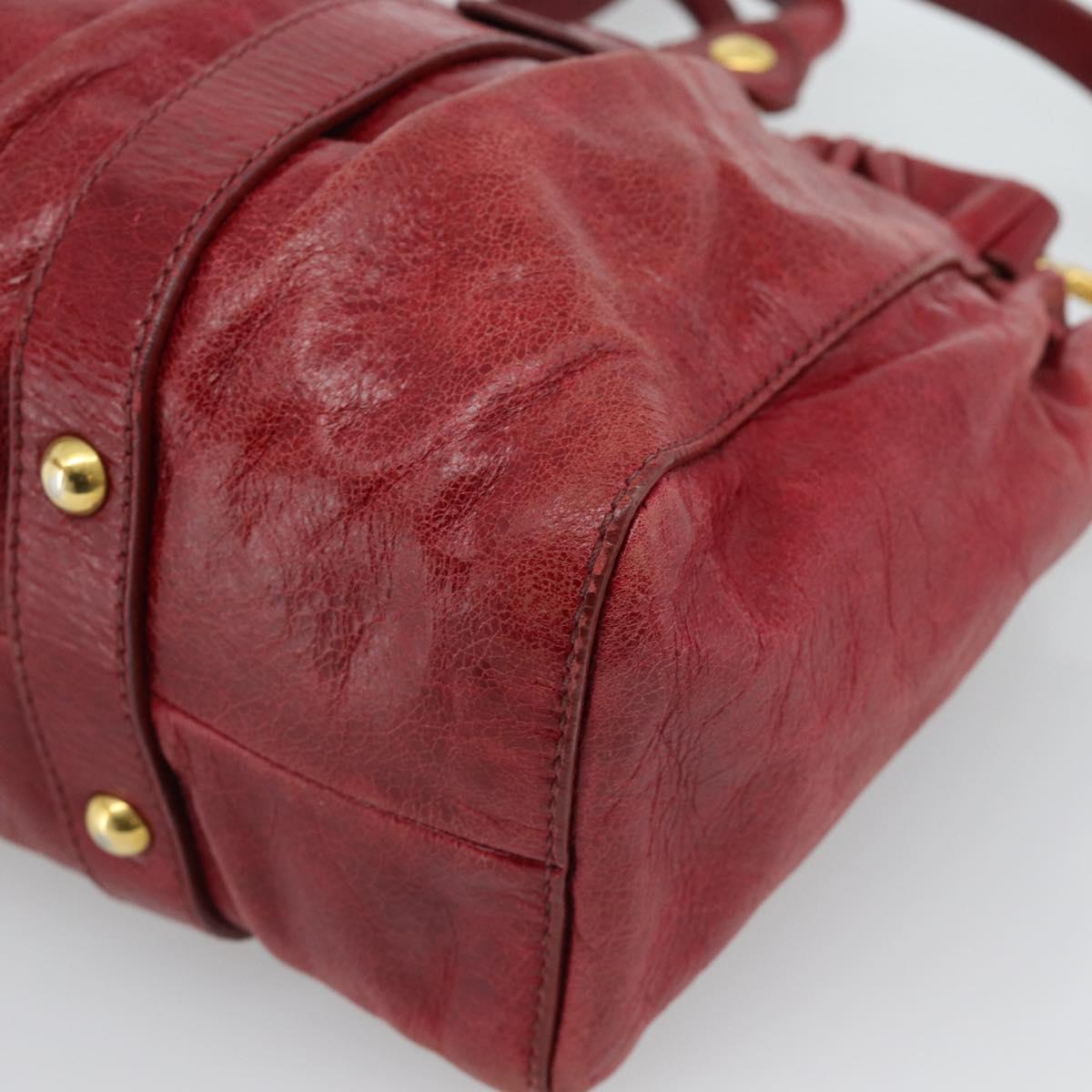 Miu Miu Hand Bag Leather 2way Red Gold Auth 186437SAM