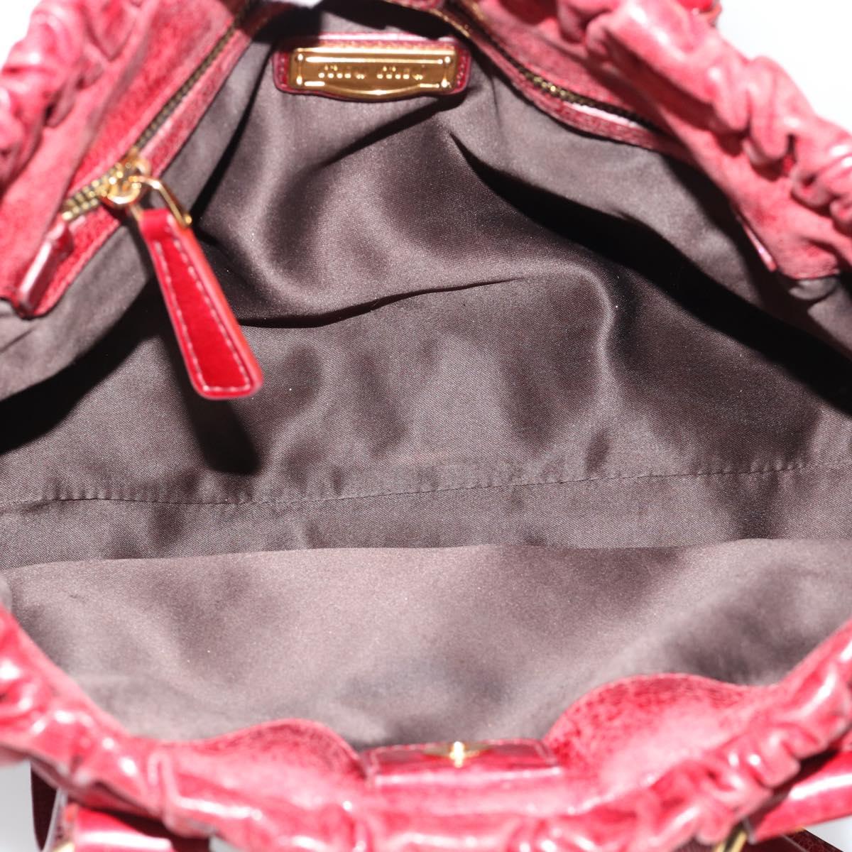 Miu Miu Hand Bag Leather 2way Red Gold Auth 186437SAM