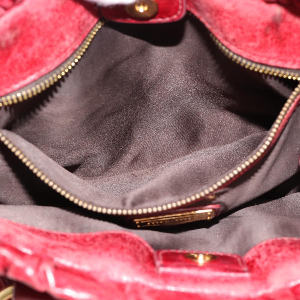 Miu Miu Hand Bag Leather 2way Red Gold Auth 186437SAM