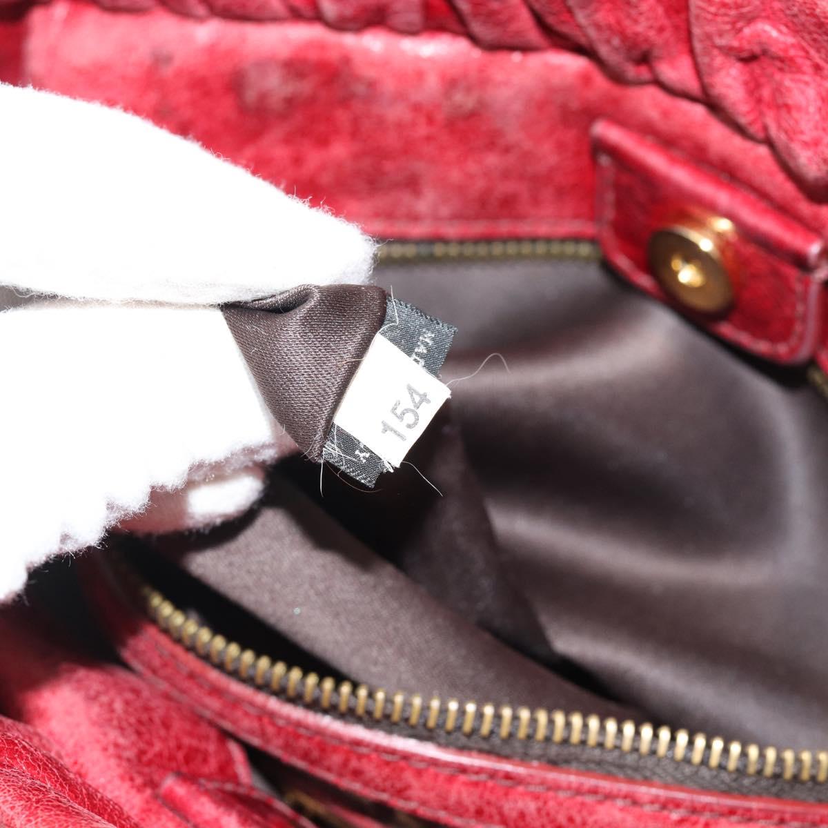 Miu Miu Hand Bag Leather 2way Red Gold Auth 186437SAM