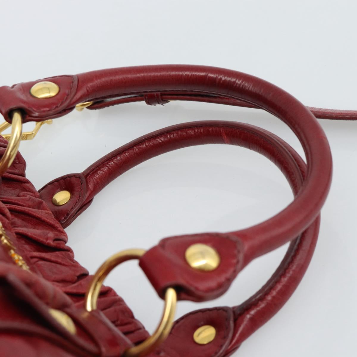 Miu Miu Hand Bag Leather 2way Red Gold Auth 186437SAM