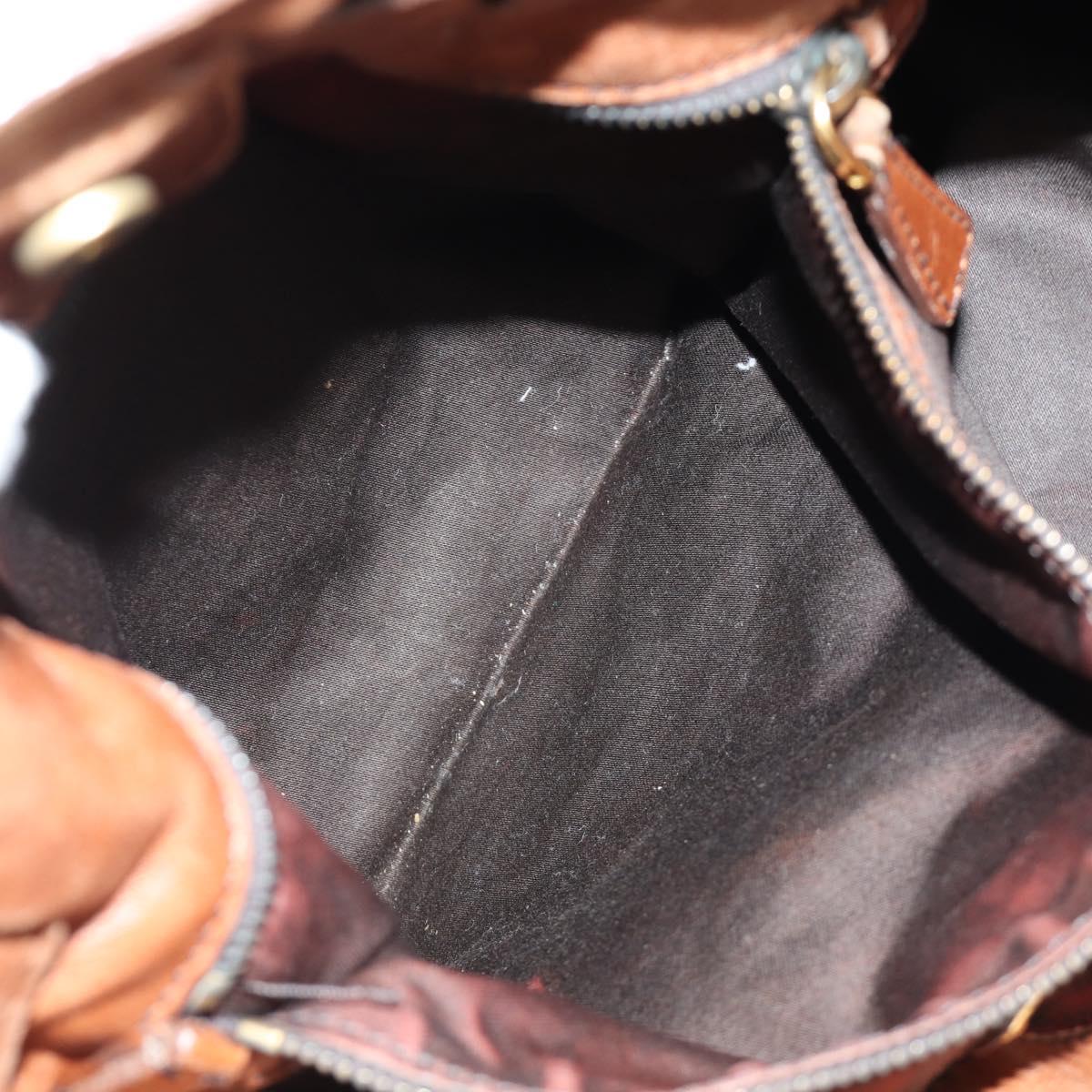 Miu Miu Tote Bag Leather Brown Gold Auth 186438V