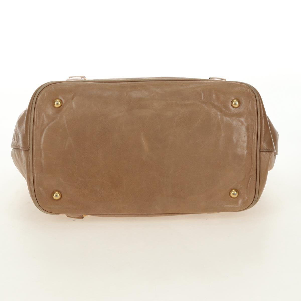 Miu Miu Hand Bag Leather Beige Gold Auth 186439V