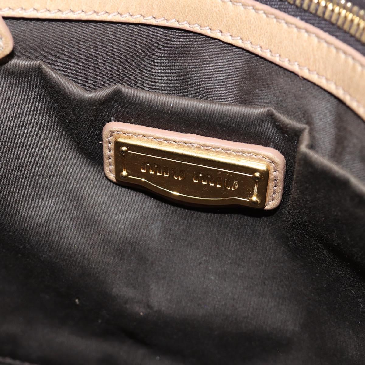 Miu Miu Hand Bag Leather Beige Gold Auth 186439V