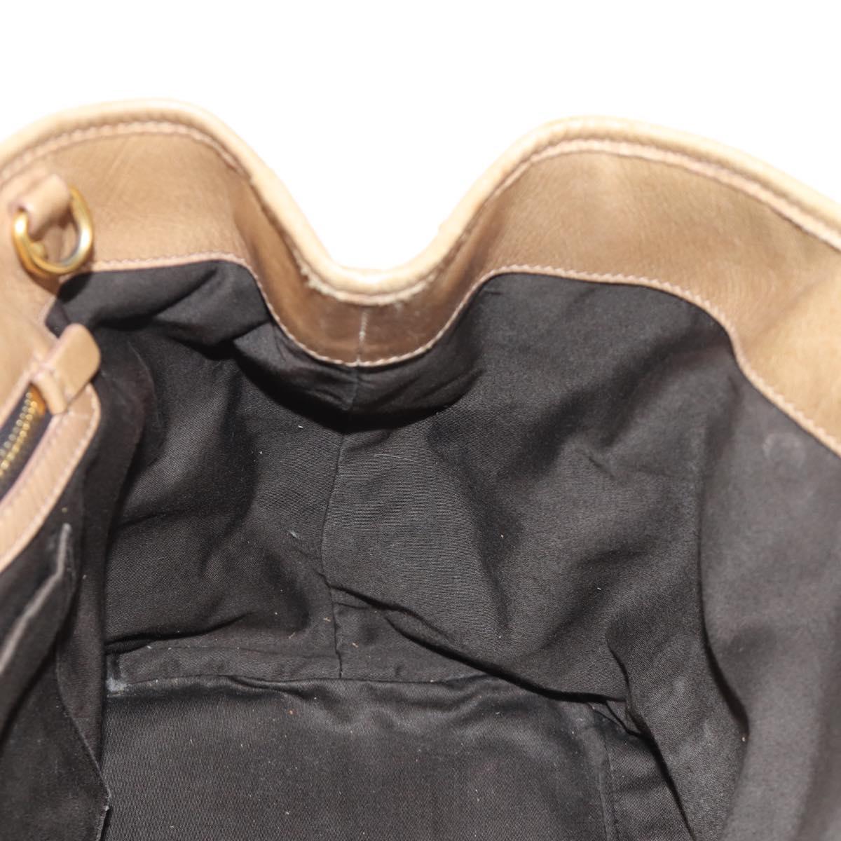 Miu Miu Hand Bag Leather Beige Gold Auth 186439V