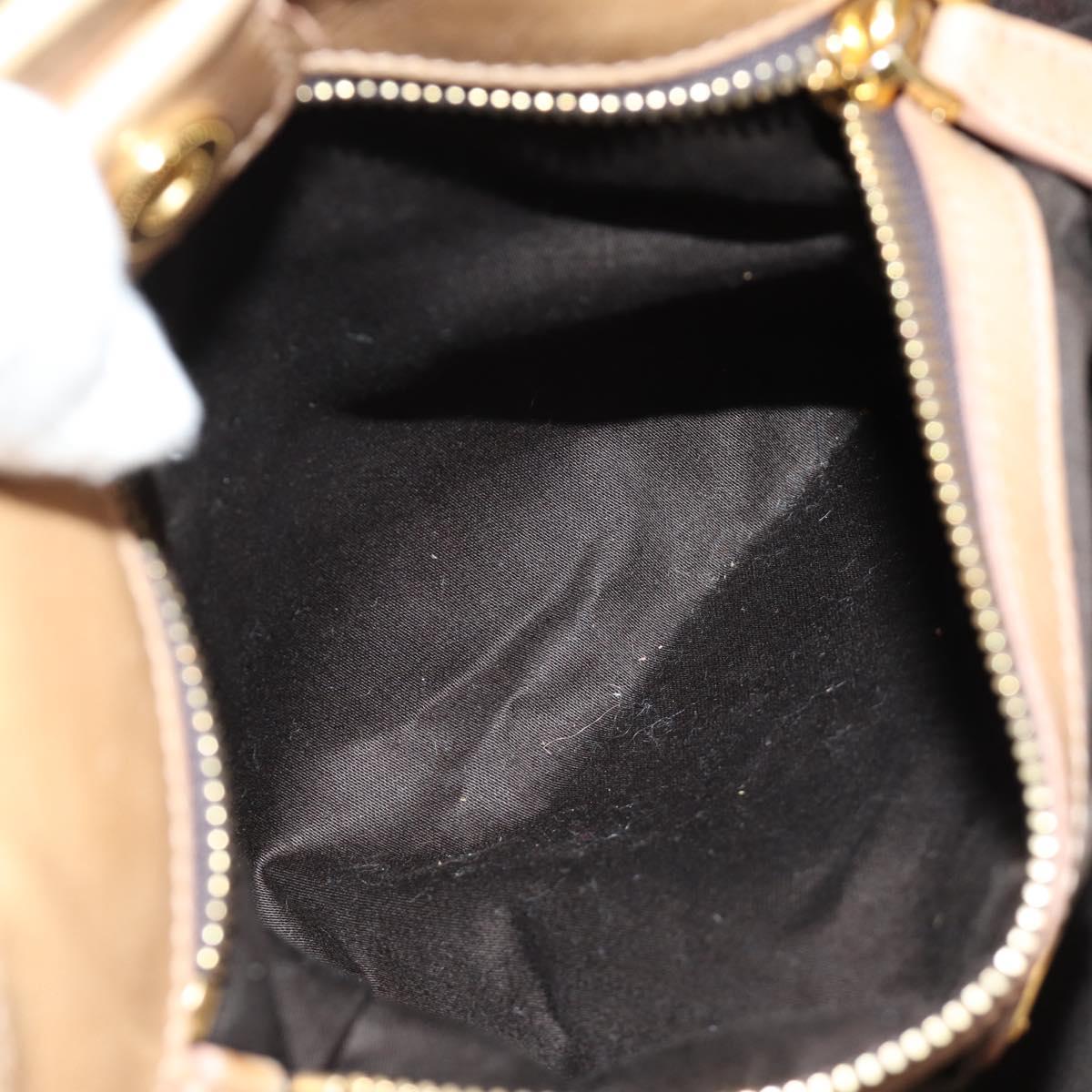Miu Miu Hand Bag Leather Beige Gold Auth 186439V