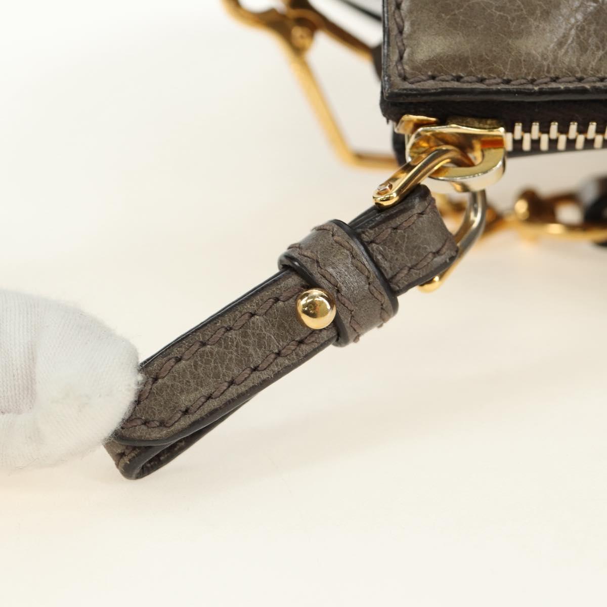 Miu Miu Hand Bag Leather 2way Gray Gold Auth 186440SAM