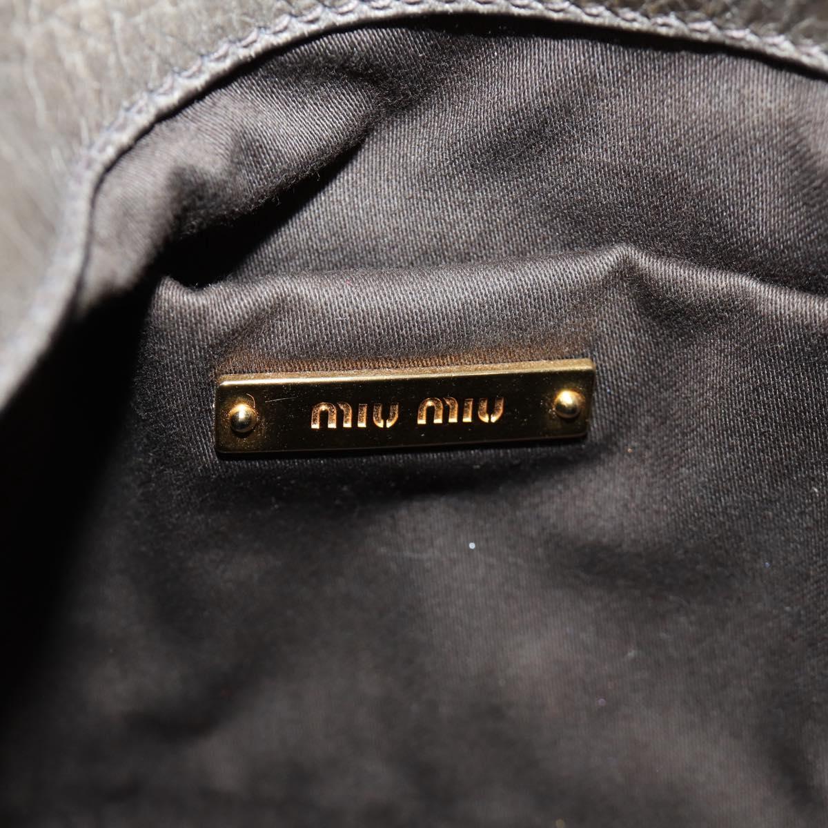 Miu Miu Hand Bag Leather 2way Gray Gold Auth 186440SAM