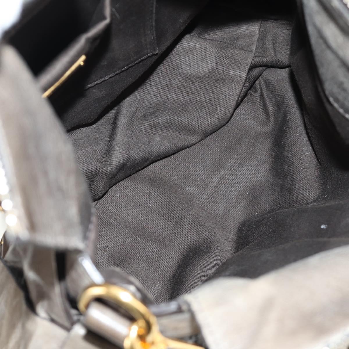 Miu Miu Hand Bag Leather 2way Gray Gold Auth 186440SAM