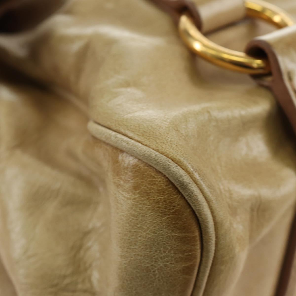 Miu Miu Hand Bag Leather 2way Beige Gold Auth 186442SAM