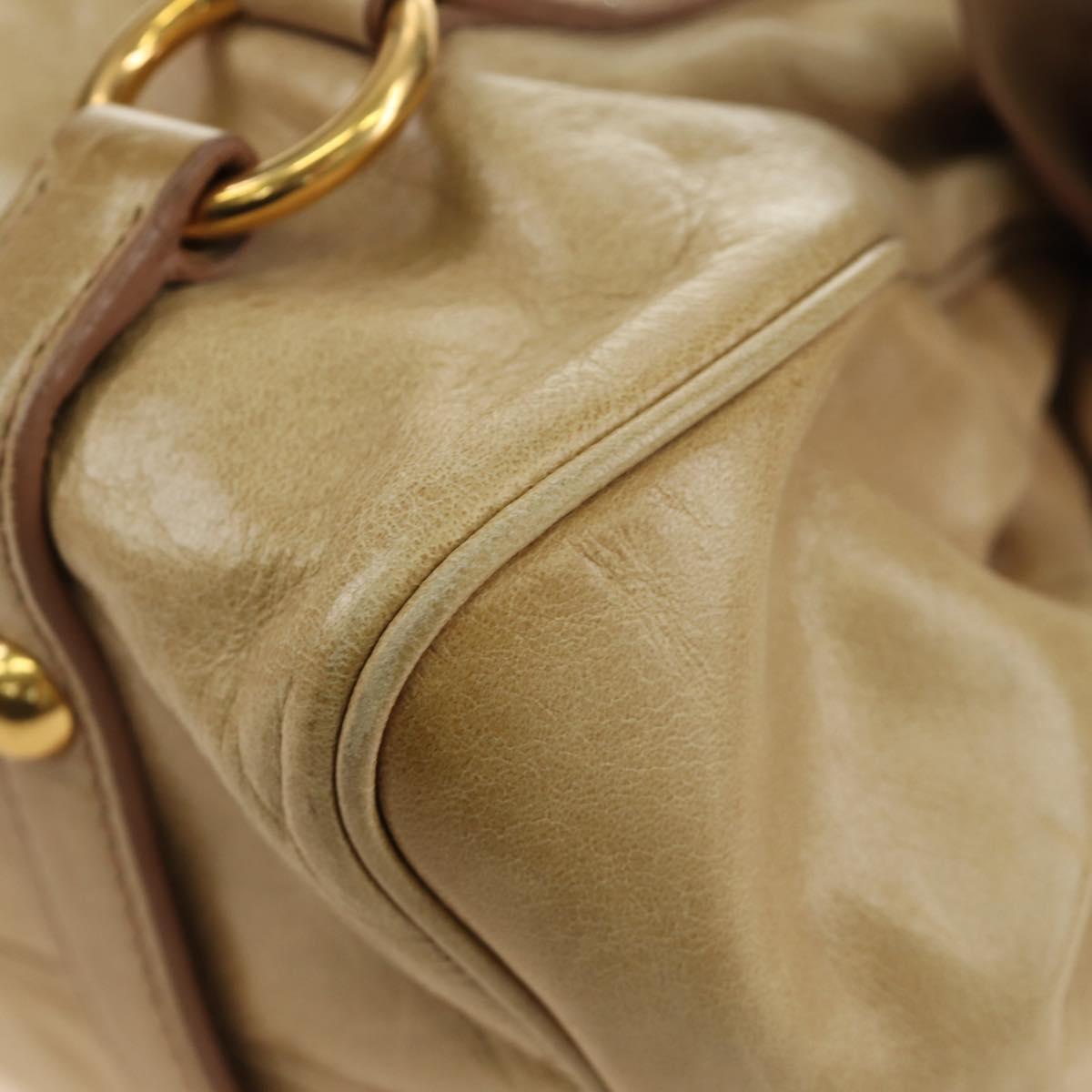 Miu Miu Hand Bag Leather 2way Beige Gold Auth 186442SAM