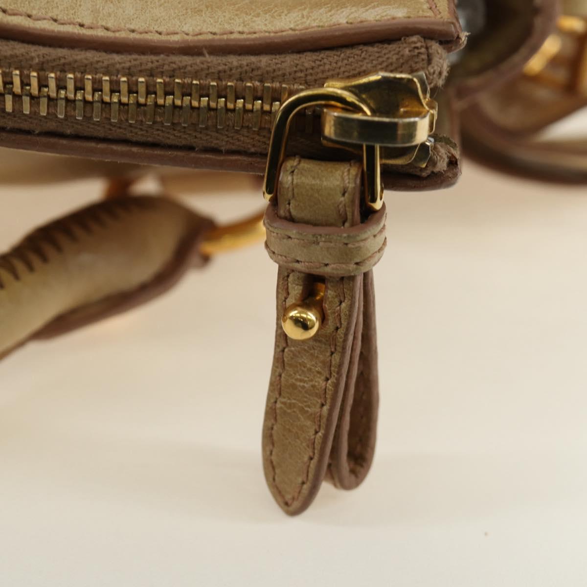 Miu Miu Hand Bag Leather 2way Beige Gold Auth 186442SAM