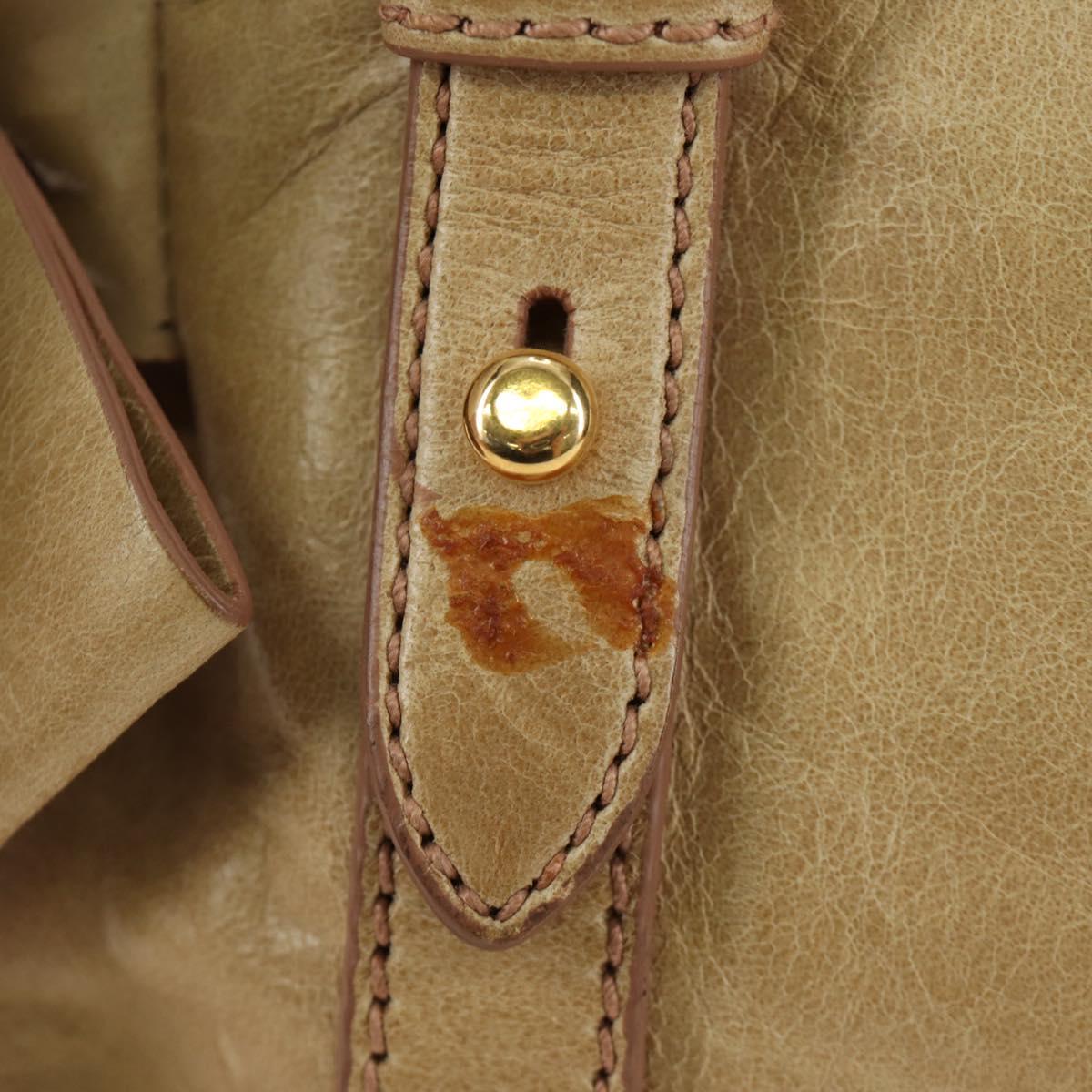 Miu Miu Hand Bag Leather 2way Beige Gold Auth 186442SAM