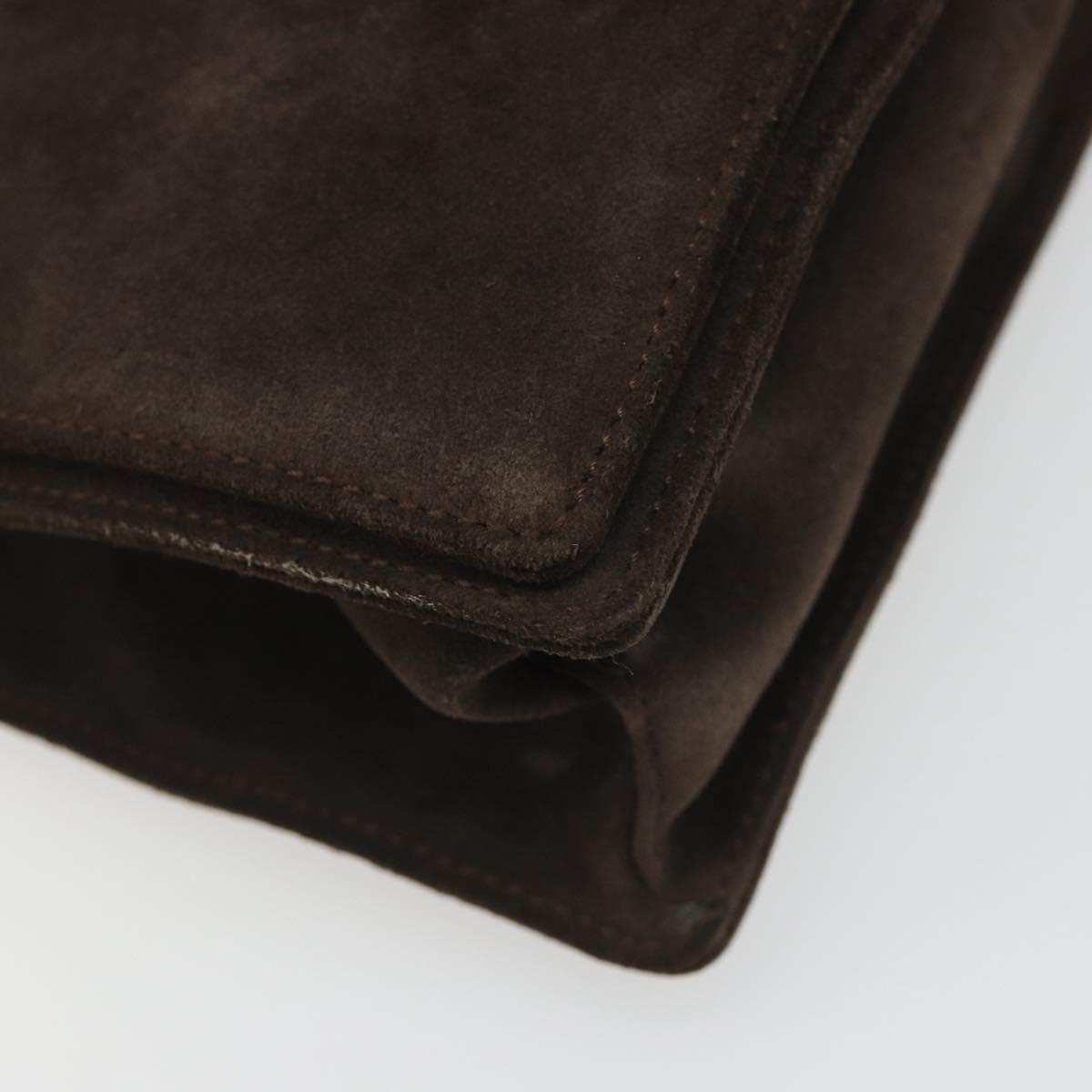 GUCCI Bamboo Shoulder Bag Suede Brown Silver 001 3239 Auth 186455A
