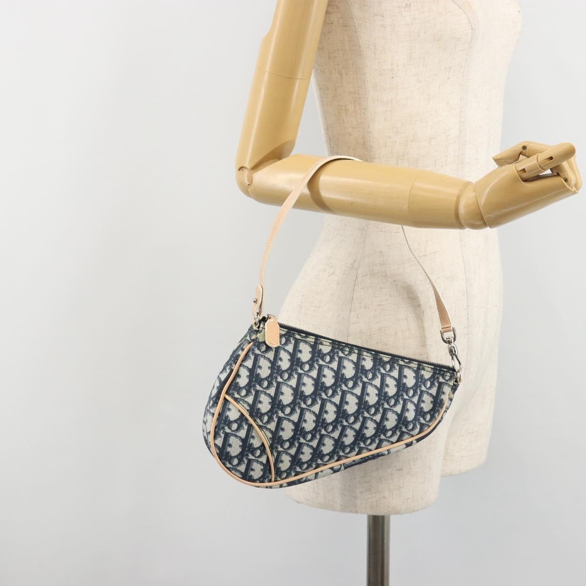 Christian Dior Trotter Canvas Saddle Accessory Pouch PVC Navy Auth 186458V