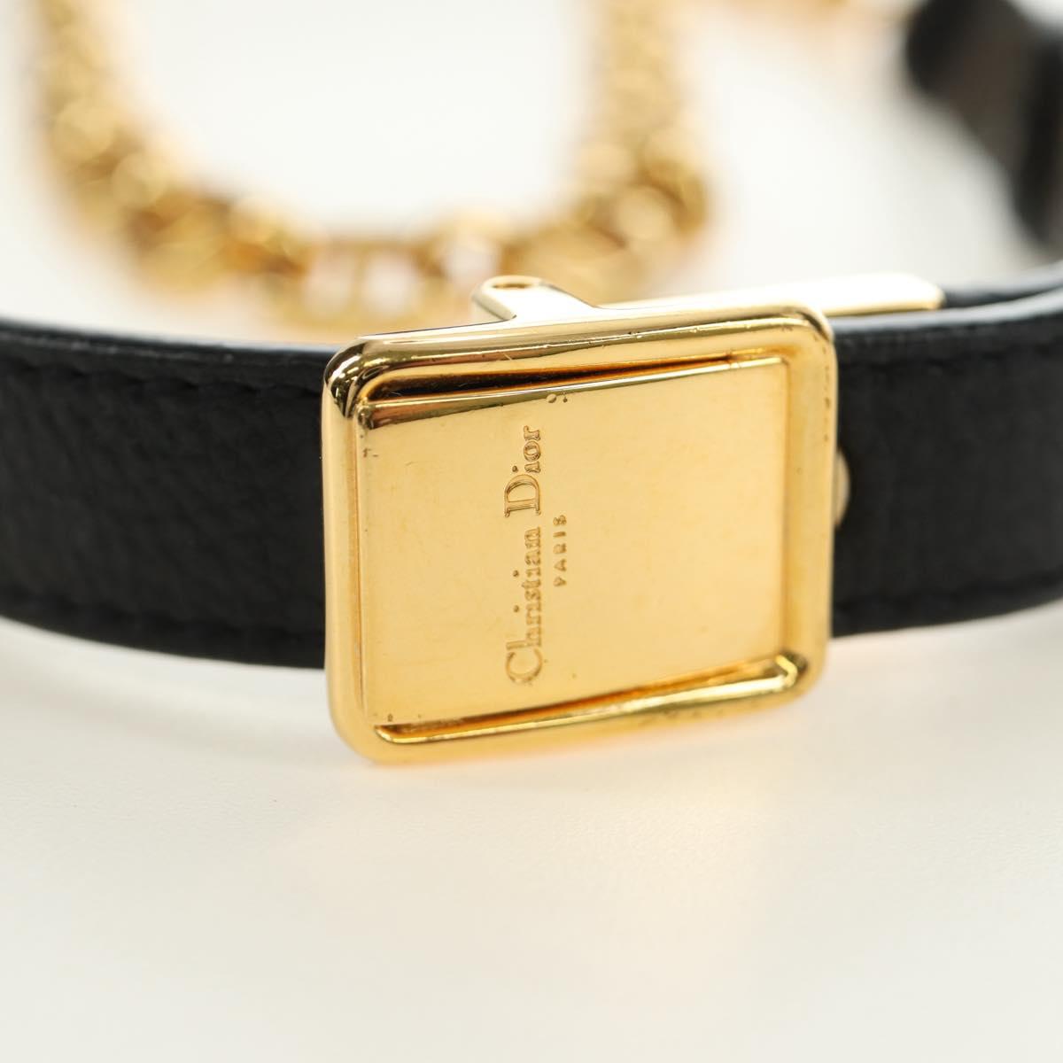 Christian Dior Cannage Caro Chain Pouch Lamb Skin Black Gold Auth 186459SAM