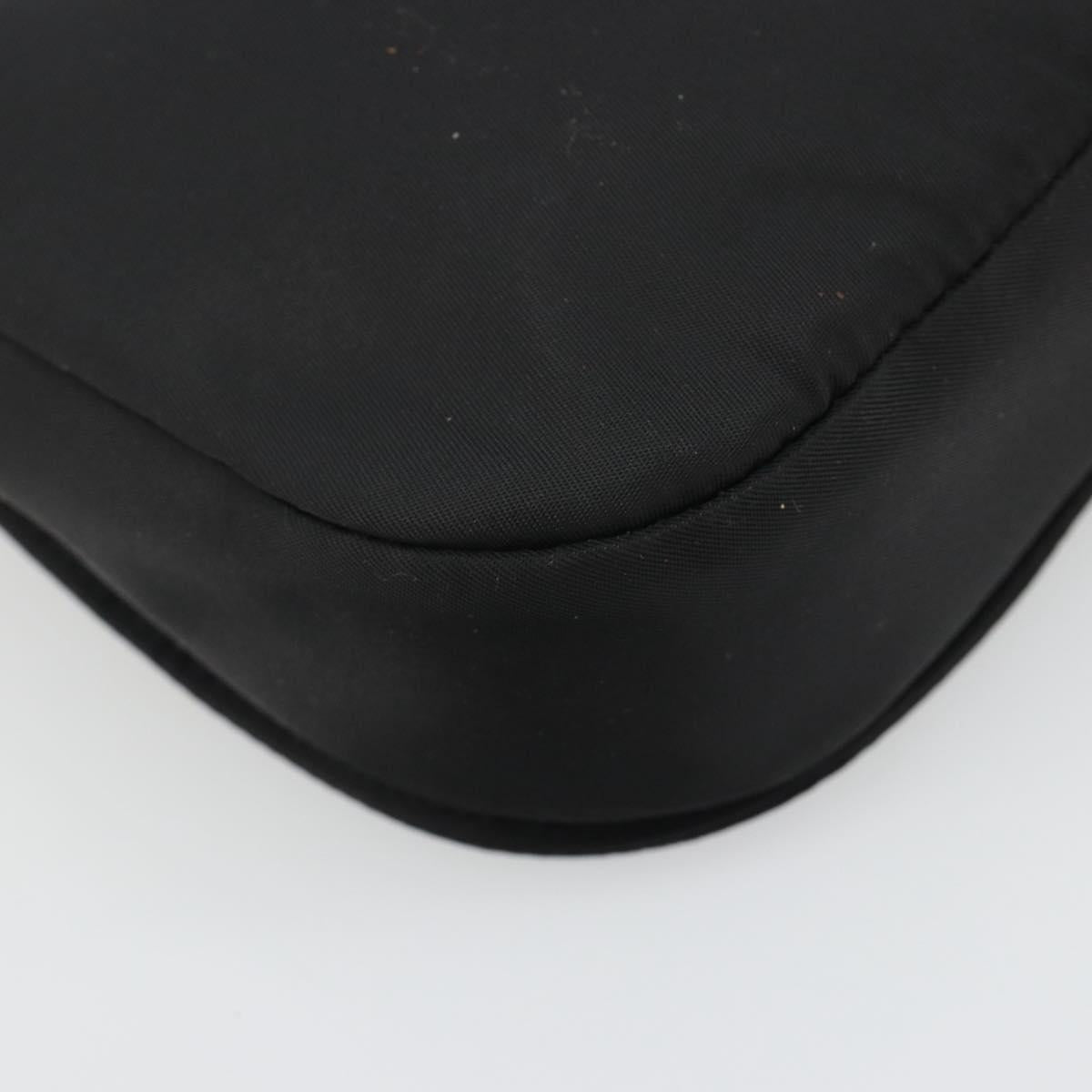 Christian Dior Maris Pearl Shoulder Bag Nylon Black Silver Auth 186460